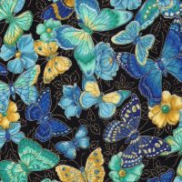 blue green butterfly fabric