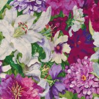 purple, white and magenta flower fabric