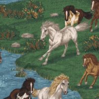horses by river fabric