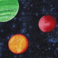 outer space and planets fabric