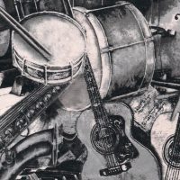 drums and guitar fabric