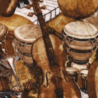 violin and drums fabric