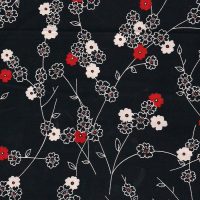 red, white and navy flower fabric