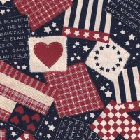 america fabric with hearts